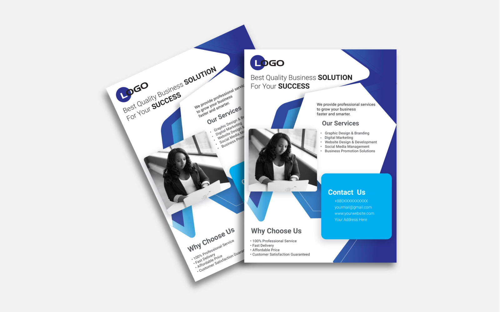 blue business flyer design template