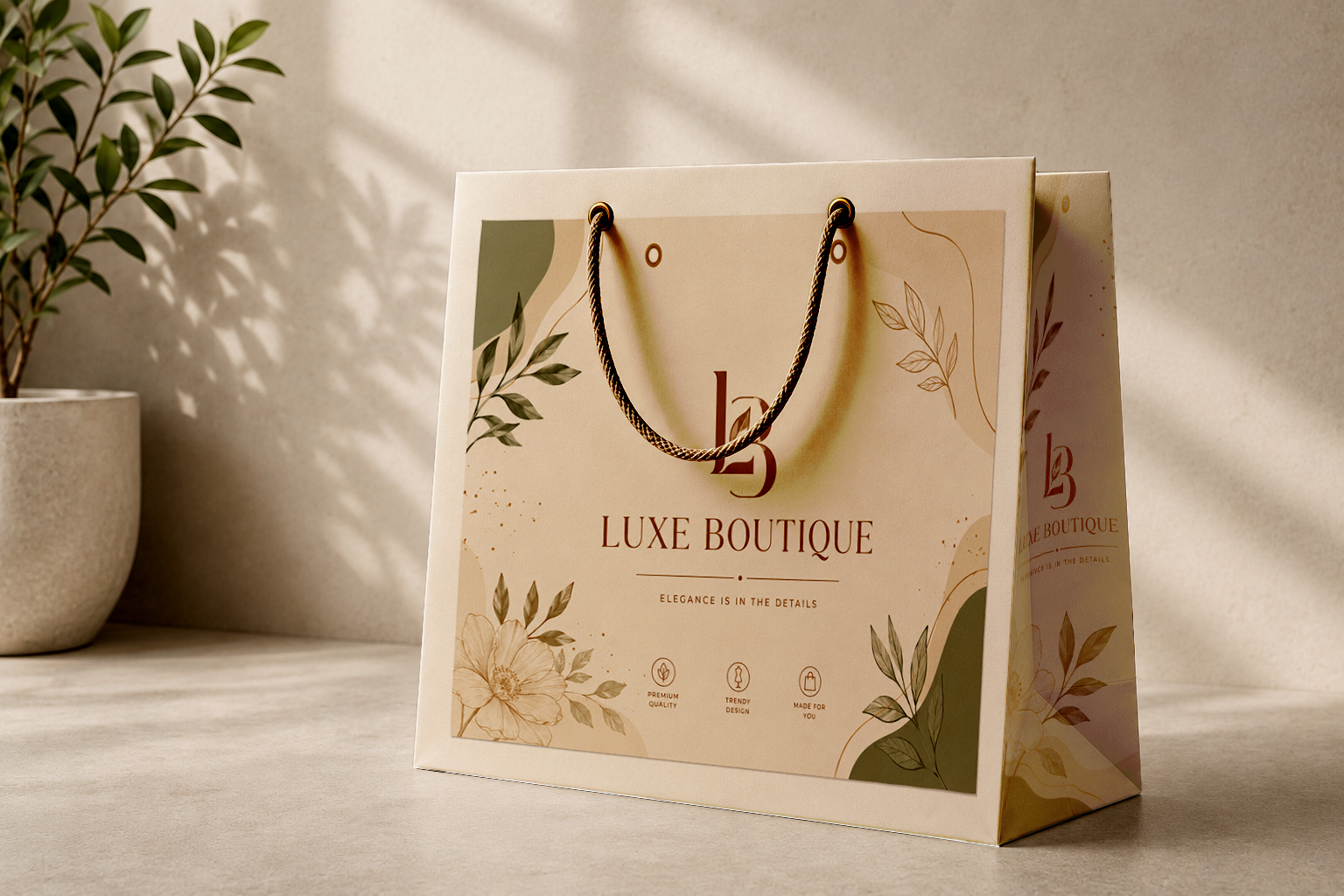 Free shopping bag mockup PSD with editable smart object