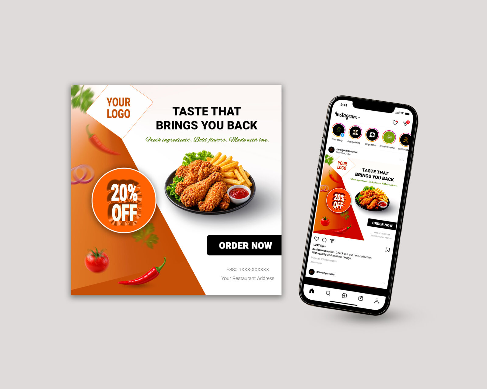 Food Social Media Post PSD Template